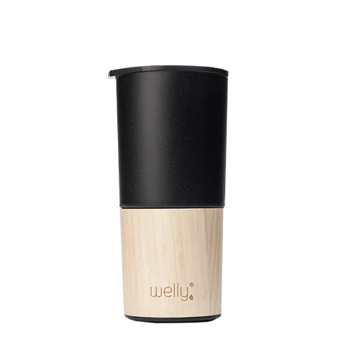 Bamboo Tumbler 16oz - Black  Vacuum Insulated Stainless Steel by Welly