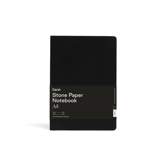 Black / Blank Custom Karst Stone Paper Softcover Notebook - Corporate Gifts