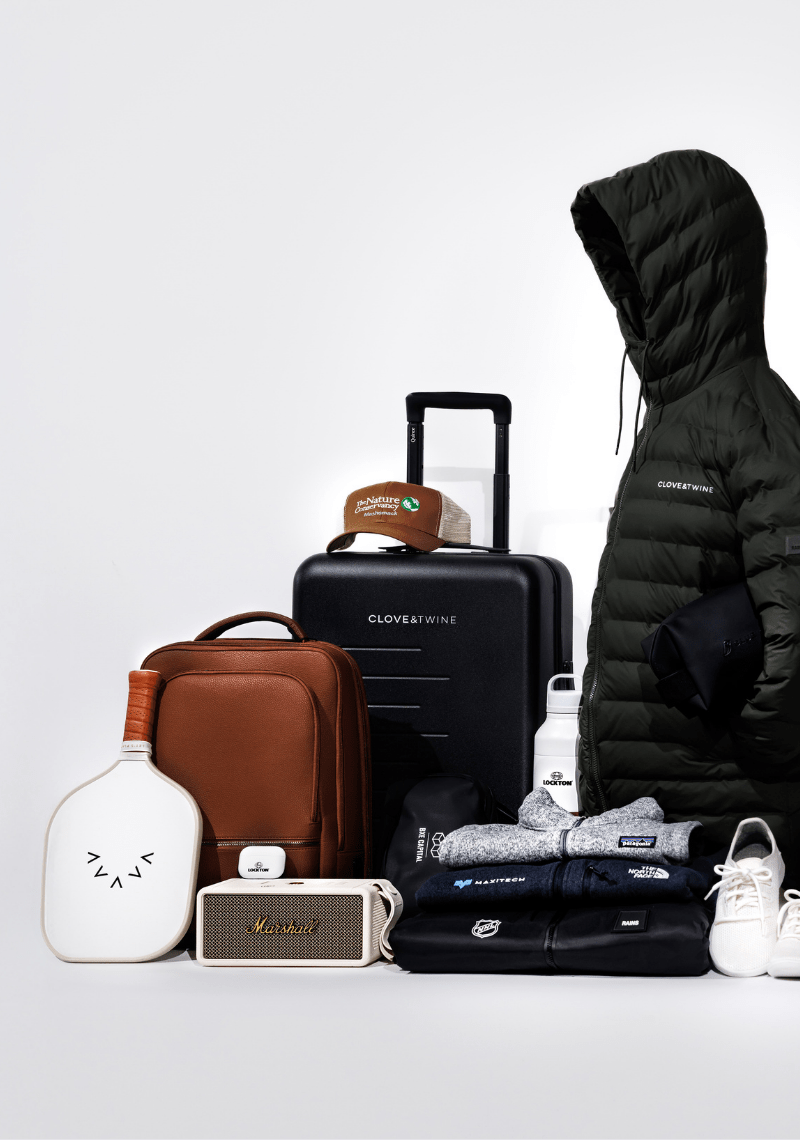 variety of examples of luxury and popular products Clove & Twine can brand for corporate gifts