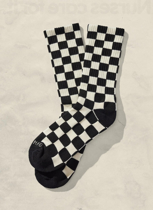 Black & Cream Custom Checkerboard Socks