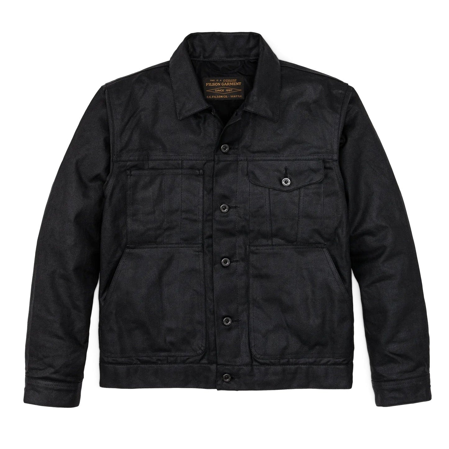 Black Custom Filson Tin Cloth Short Lined Cruiser Jacket - Corporate Gifts