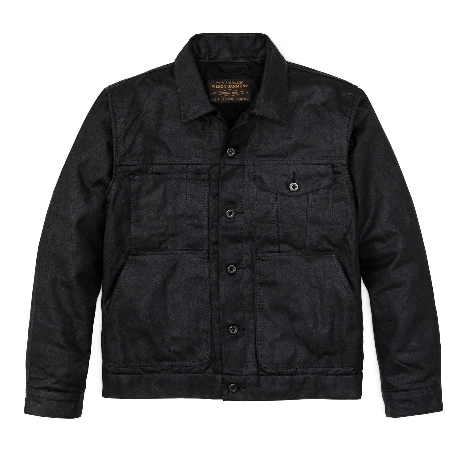 Black Custom Filson Tin Cloth Short Lined Cruiser Jacket - Corporate Gifts