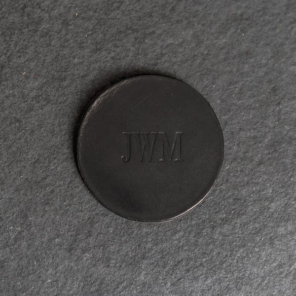 Black Custom Ox & Pine Leather Coaster - Corporate Gifts