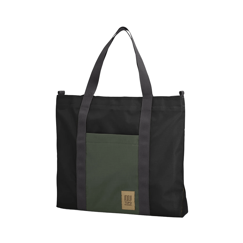 Black / Neutral Custom Topo Design Mountain Essential Tote - Corporate Gifts