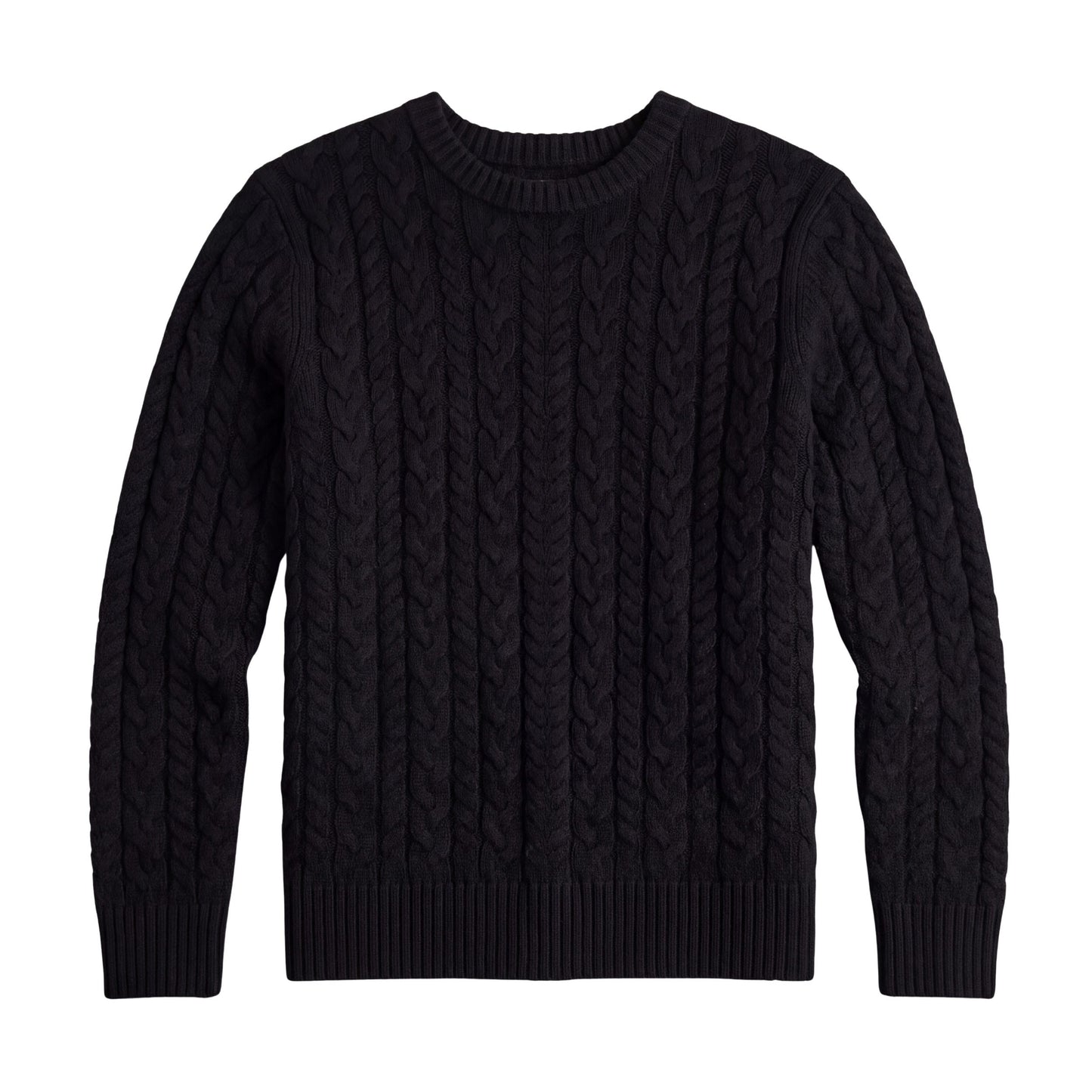 Black / S Custom Quince Australian Merino Wool Cable Crewneck Sweater - Corporate Gifts