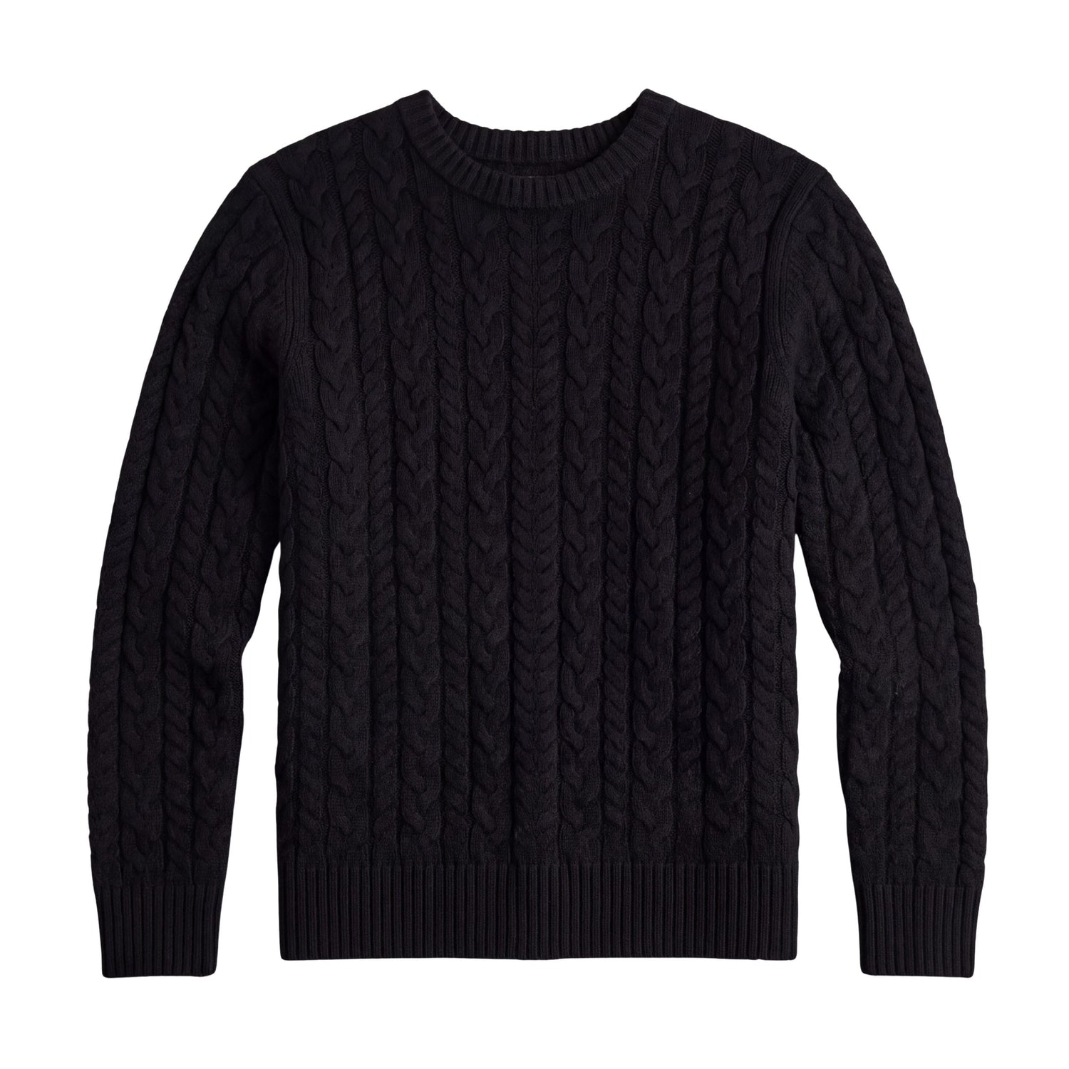 Black / S Custom Quince Australian Merino Wool Cable Crewneck Sweater - Corporate Gifts