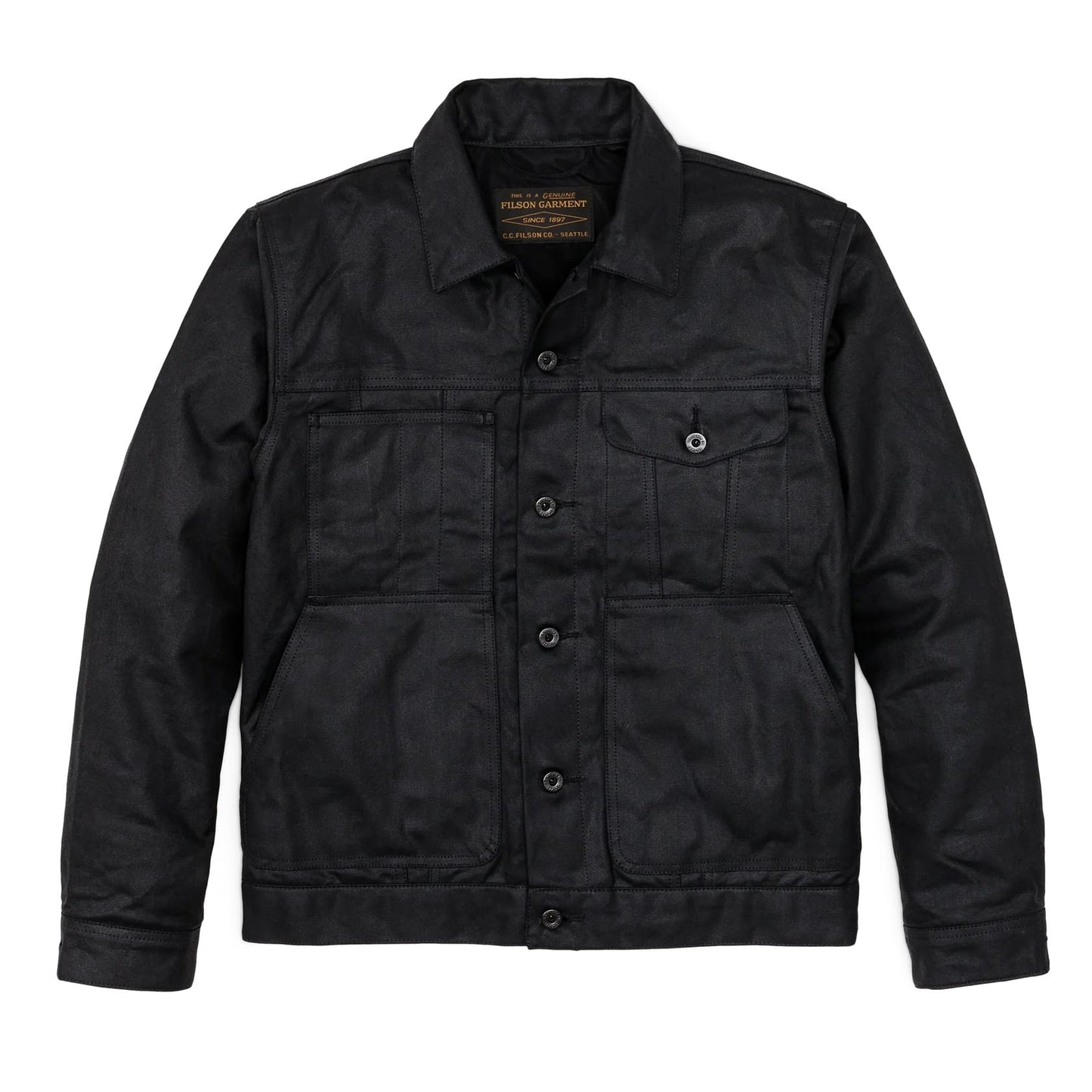 Black / XS Custom FILSON Tin Cloth Short Lined Cruiser Jacket - Corporate Gifts