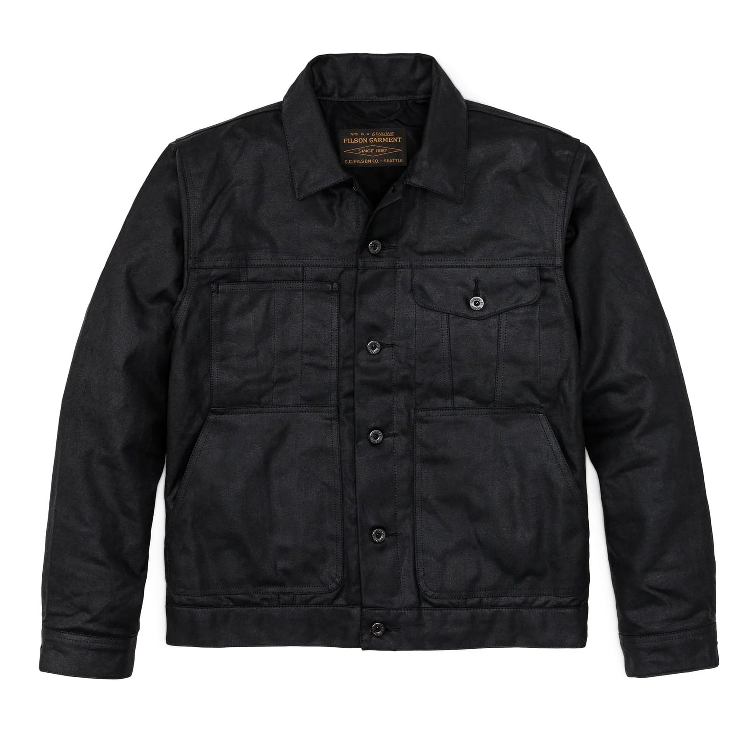 Black / XS Custom FILSON Tin Cloth Short Lined Cruiser Jacket - Corporate Gifts