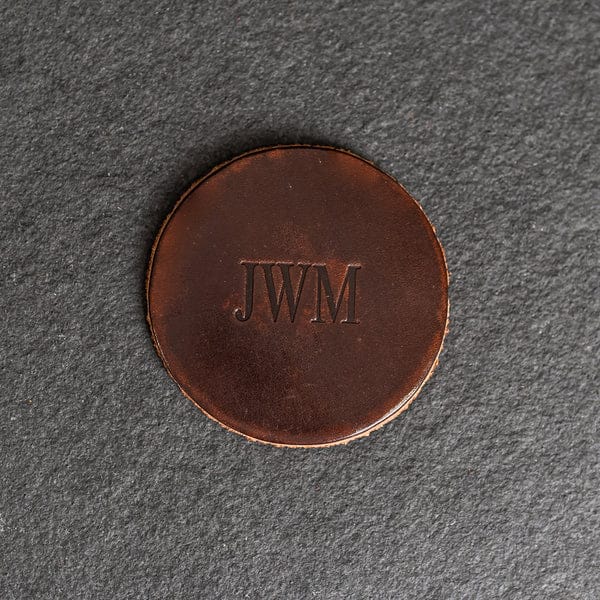 Brown Custom Ox & Pine Leather Coaster - Corporate Gifts
