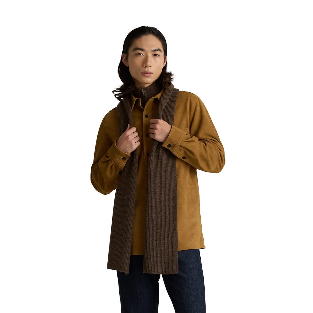 Coffee Bean Brown Custom Quince Mongolian Cashmere Ribbed Scarf - Corporate Gifts