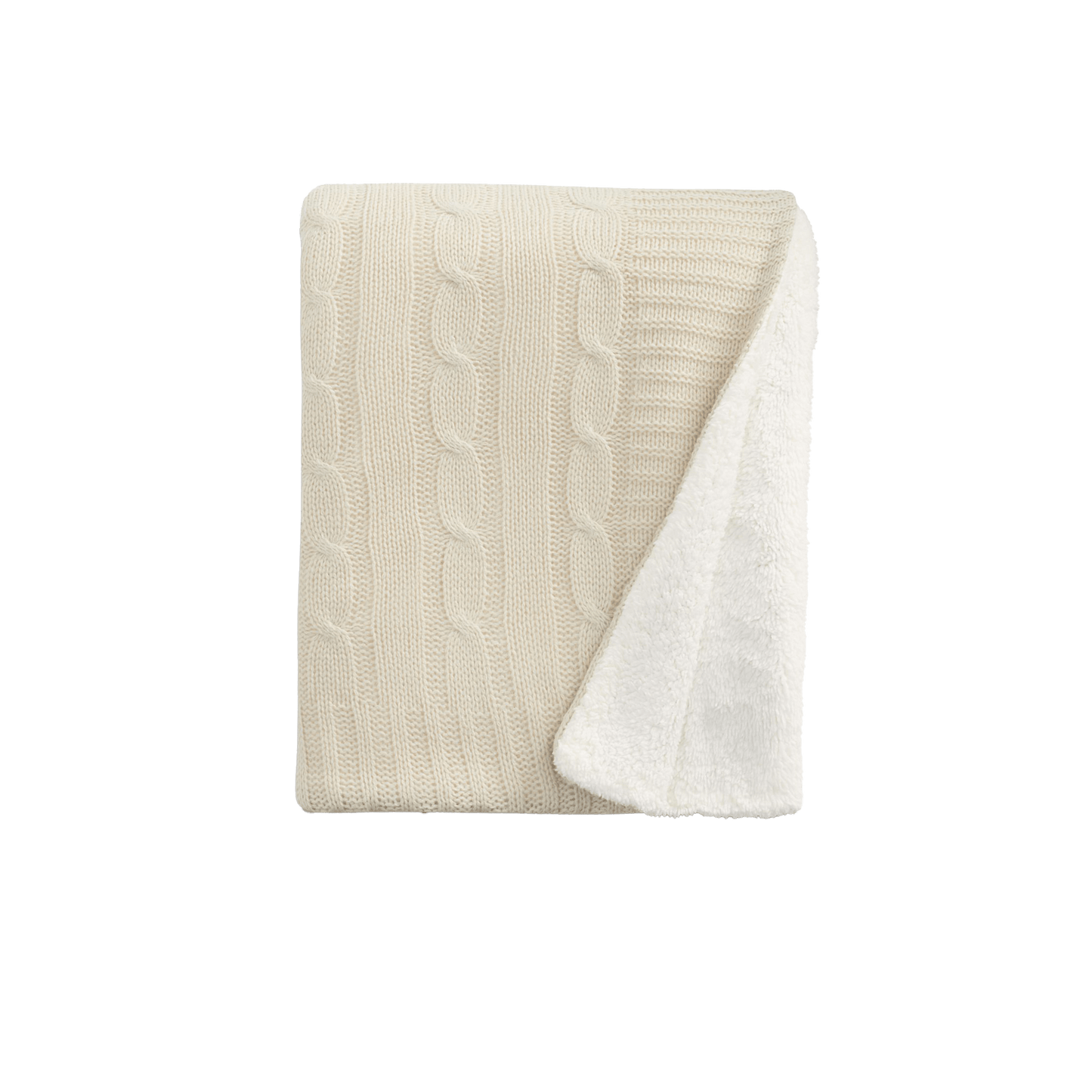 Cream Custom Cable Knit Sherpa Blanket
