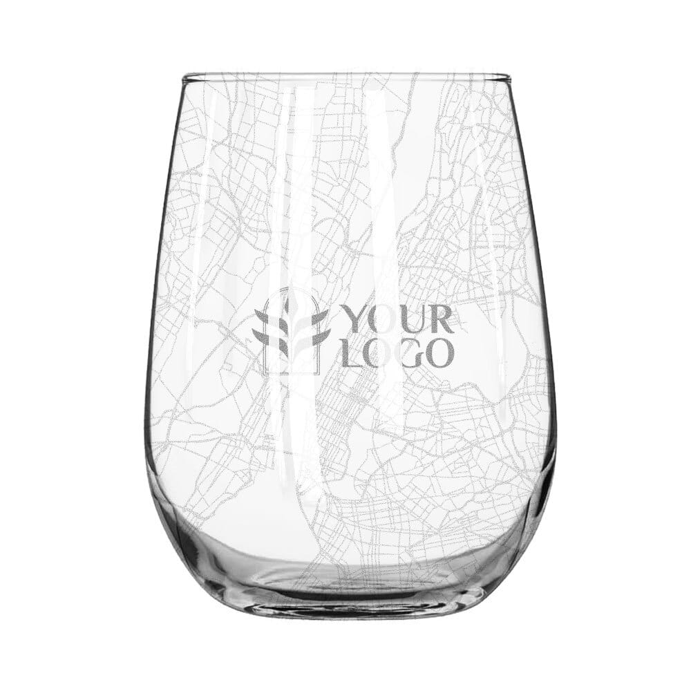 Custom Custom Map Stemless Wine Glass - Corporate Gifts