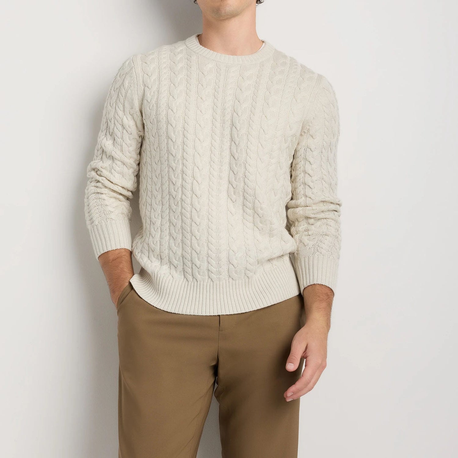 Custom Quince Australian Merino Wool Cable Crewneck Sweater - Corporate Gifts