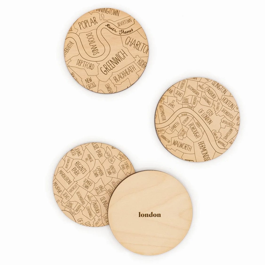 Custom Wood Landmark Coaster Set