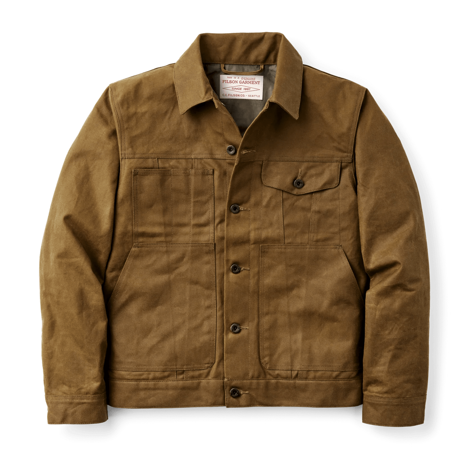 Dark Tan Custom Filson Tin Cloth Short Lined Cruiser Jacket - Corporate Gifts