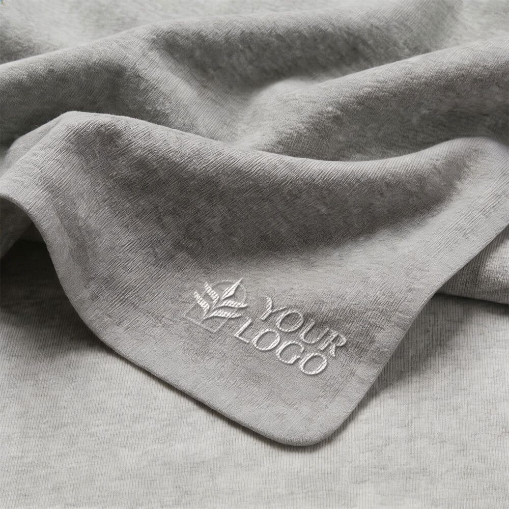 Heather Grey/Asphalt Grey Custom Marine Layer Lined Blanket - Corporate Gifts