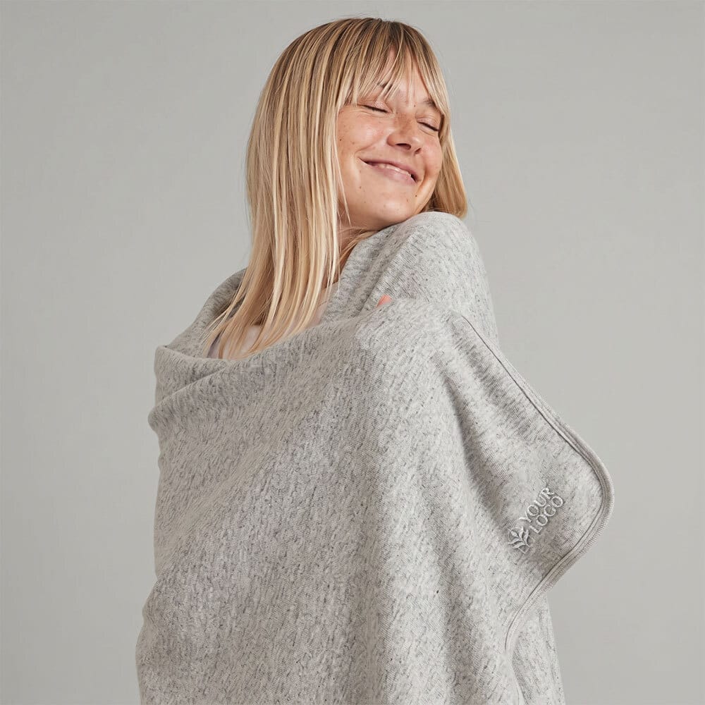 Heather Grey/Asphalt Grey Custom Marine Layer Lined Blanket - Corporate Gifts