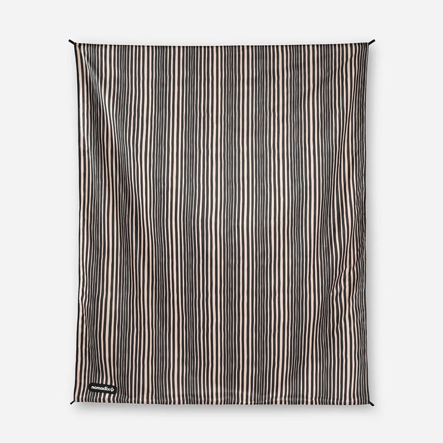 Heritage Stripe Black and Tan Custom Nomadix Festival Blanket - Corporate Gifts