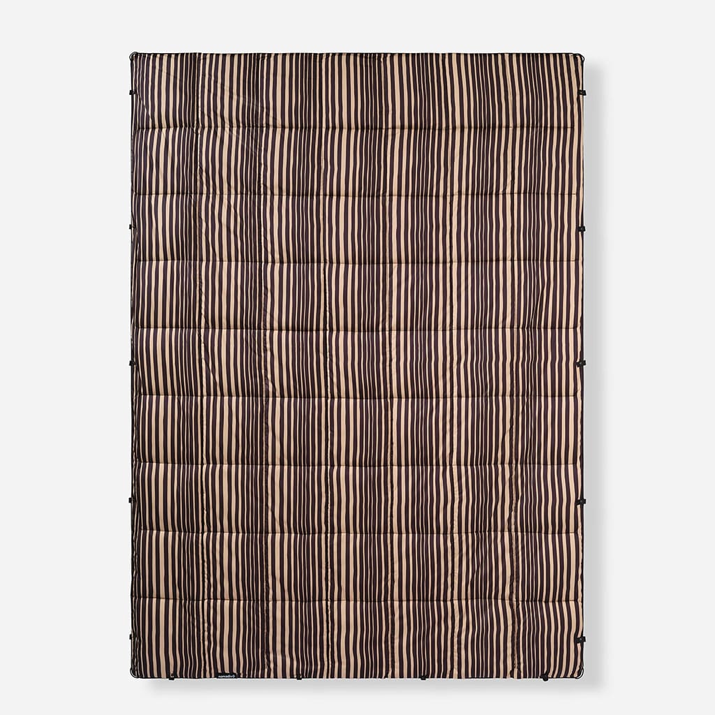 Heritage Stripe Black and Tan Custom Nomadix Graphene Puffer Blanket - Corporate Gifts