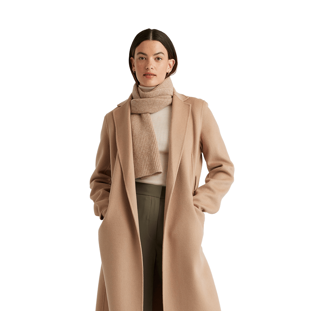 Oatmeal Custom Quince Mongolian Cashmere Ribbed Scarf - Corporate Gifts