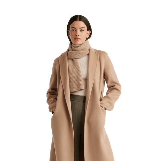 Oatmeal Custom Quince Mongolian Cashmere Ribbed Scarf - Corporate Gifts