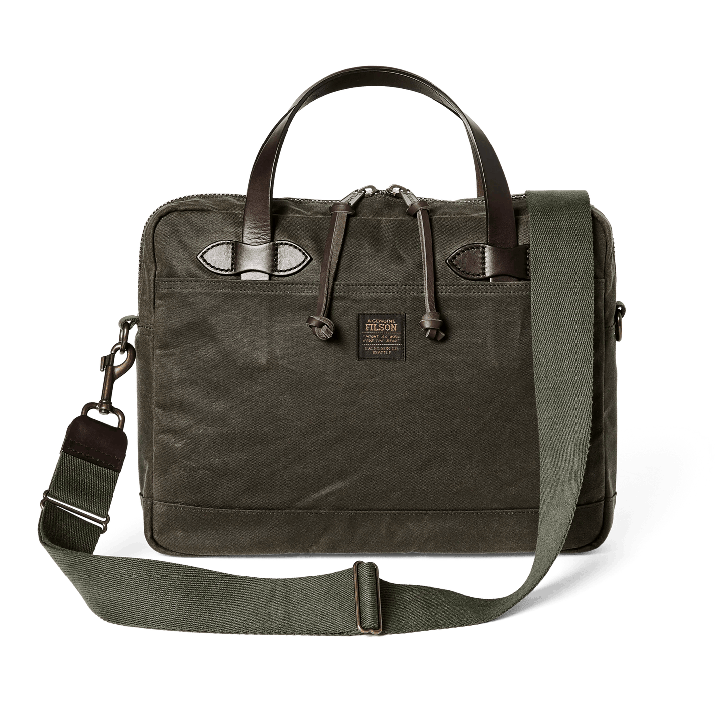 Otter Green Custom Filson Tin Cloth Compact Briefcase - Corporate Gifts