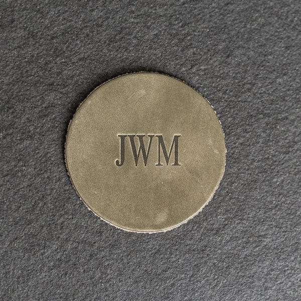 Stone Natural Custom Ox & Pine Leather Coaster - Corporate Gifts