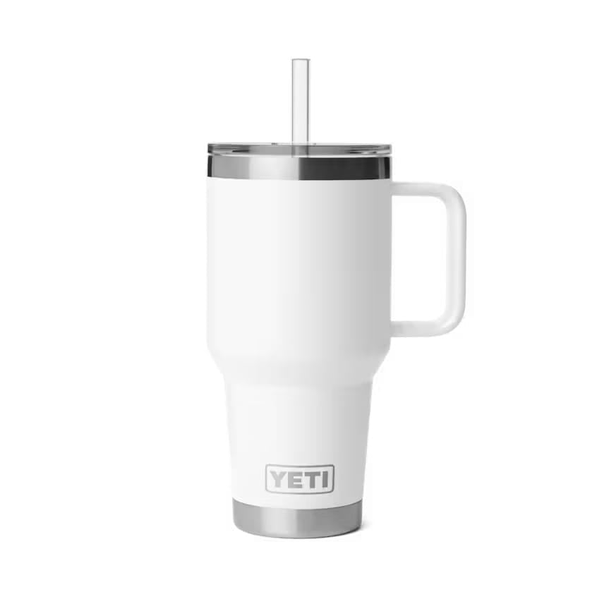 White / 35 oz Custom YETI Rambler Mug with Straw Lid - Corporate Gifts
