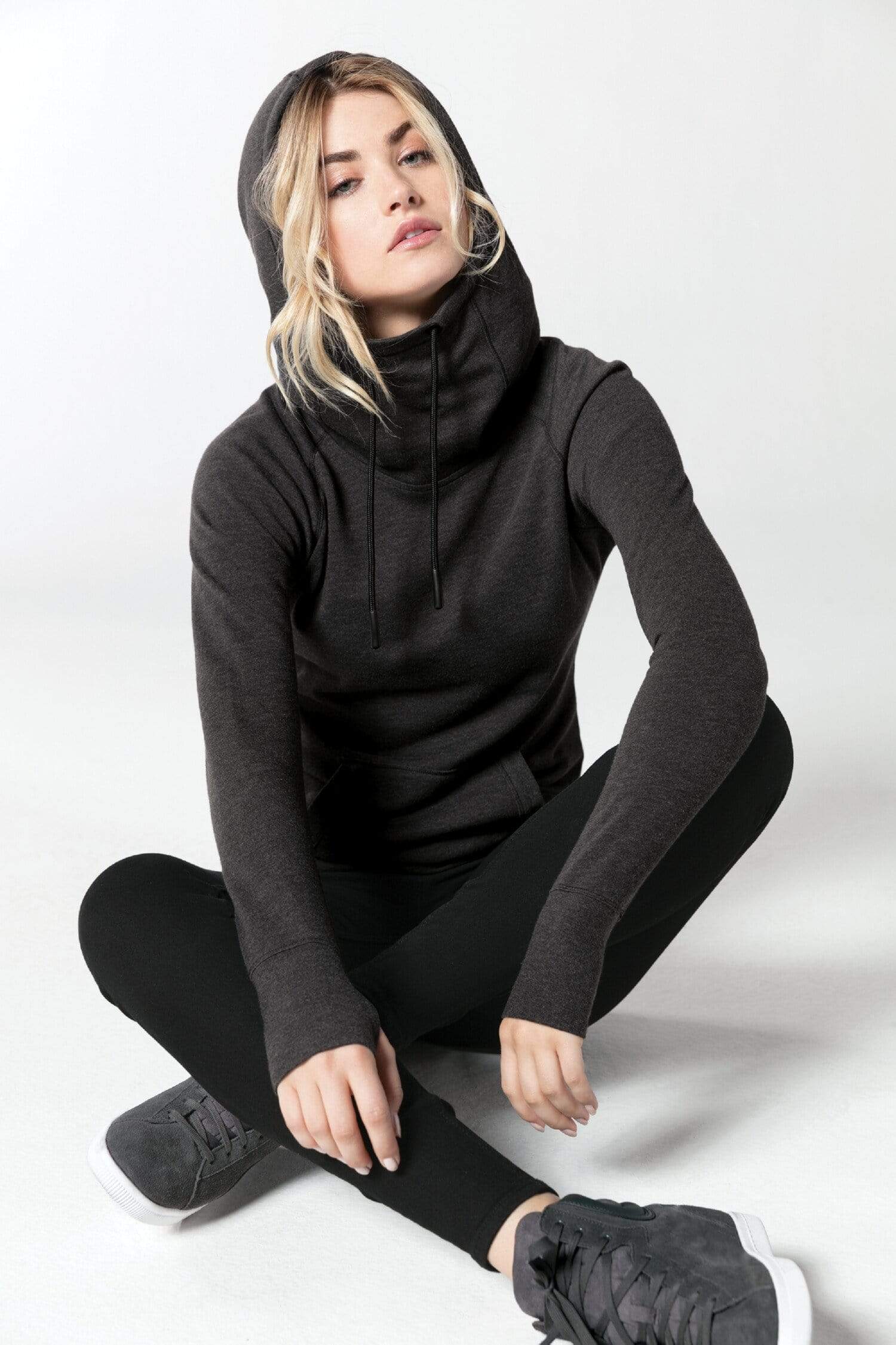 Black Heather / XS Custom Ladies Tri-Blend Fleece Pullover Hoodie
