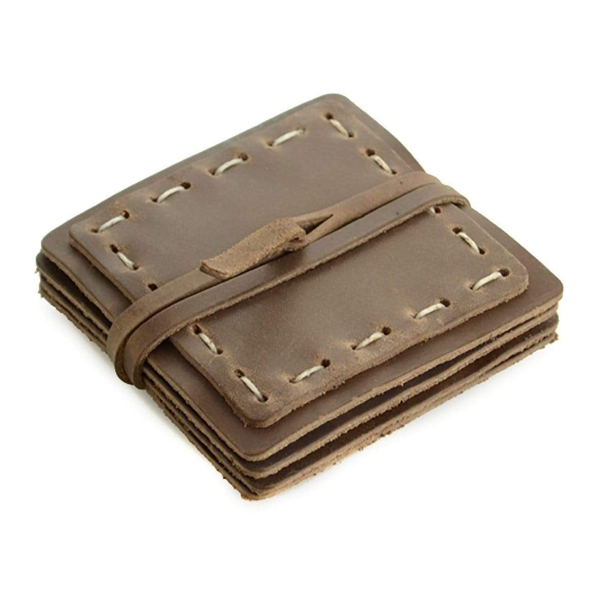 Burgundy Custom Hand Sewn Leather Coasters