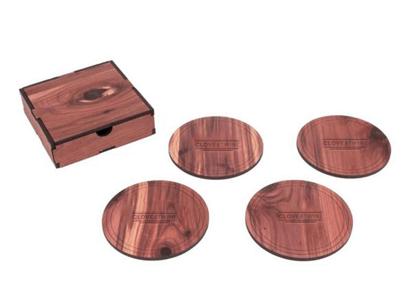 Cedar Custom Wood Coaster Set