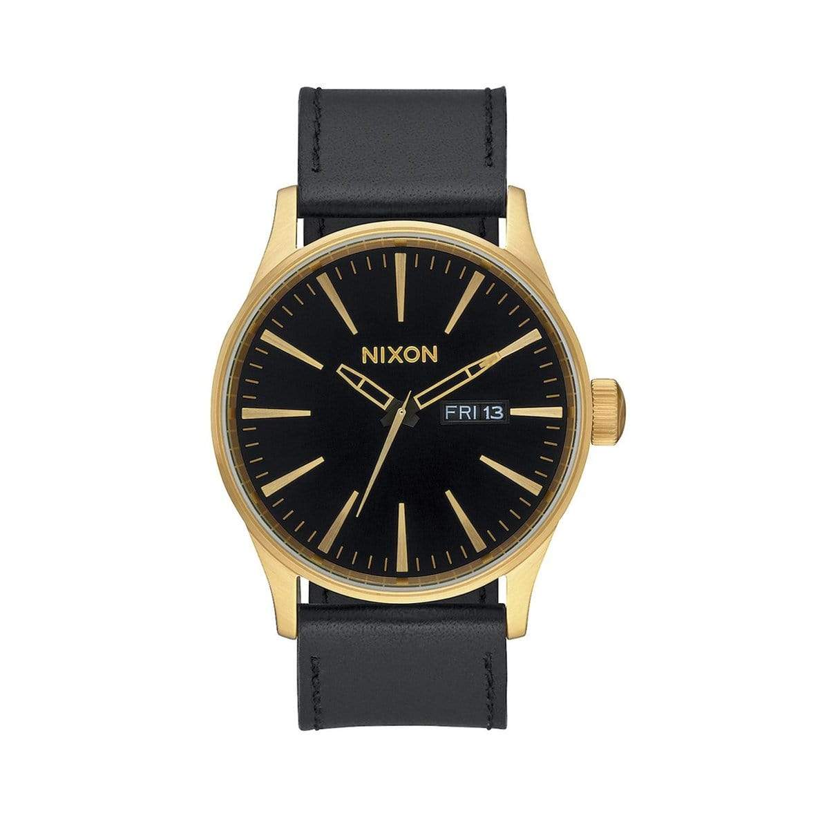 Gold/Black Custom Nixon Sentry Leather Watch