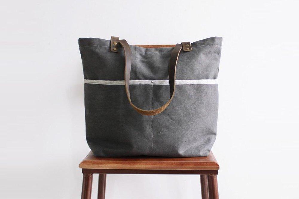 Grey Custom Canvas Tote Bag