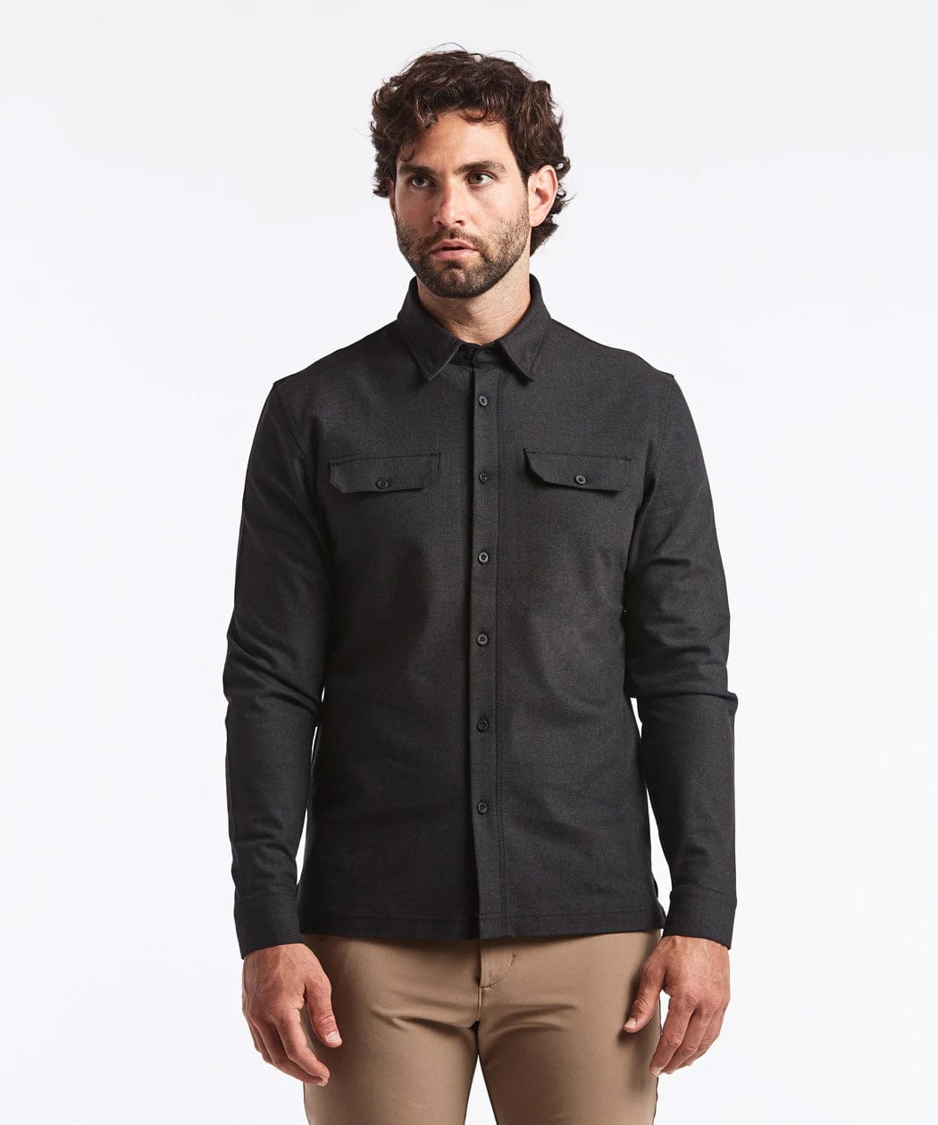 Heather Charoal / S Custom Public Rec Mens Thermal Button Down
