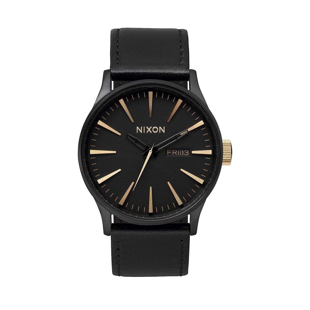 Matte Black/Gold Custom Nixon Sentry Leather Watch