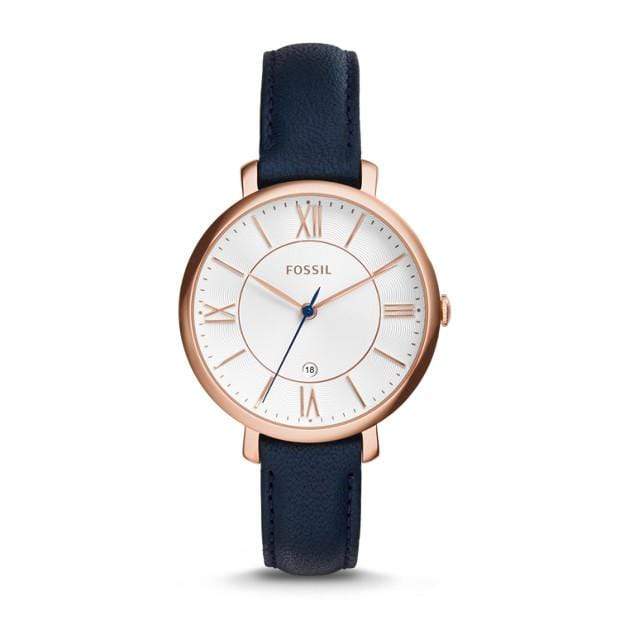 Navy Leather Custom Fossil Jacqueline Ladies Watch
