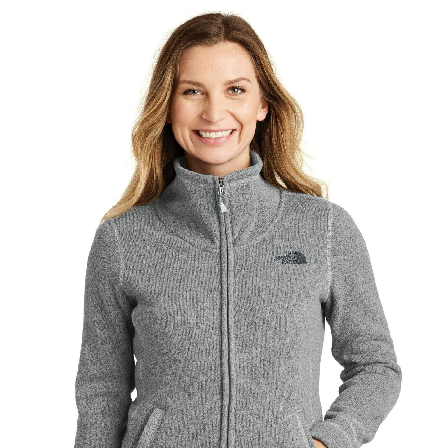 TNF Medium Grey Heather / SM Custom The North Face Ladies Sweater Fleece Jacket