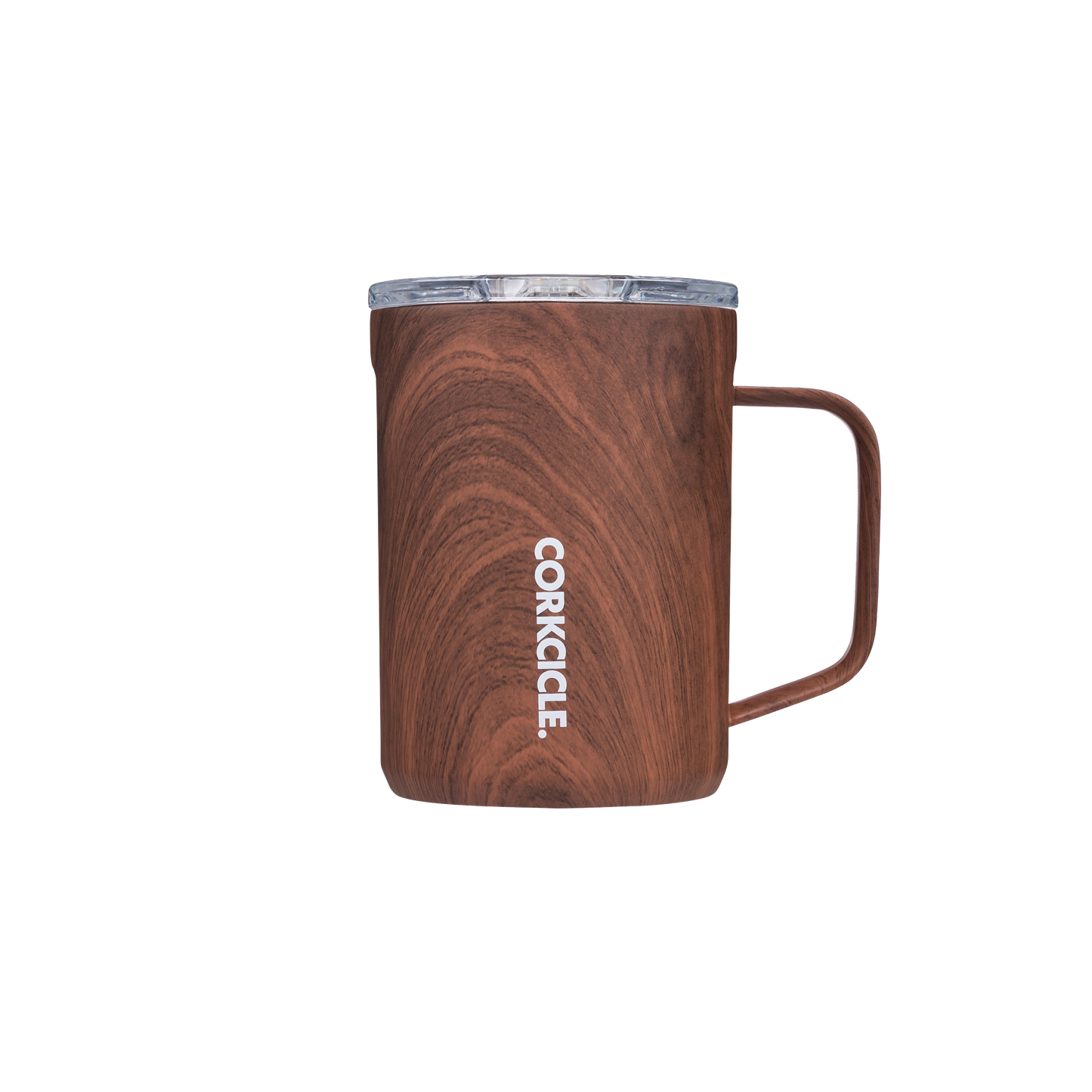 Corkcicle 16 oz Travel Coffee Mug with Lid, Stainless Steel, Triple  Insulated, Spill Proof, Walnut Wood 