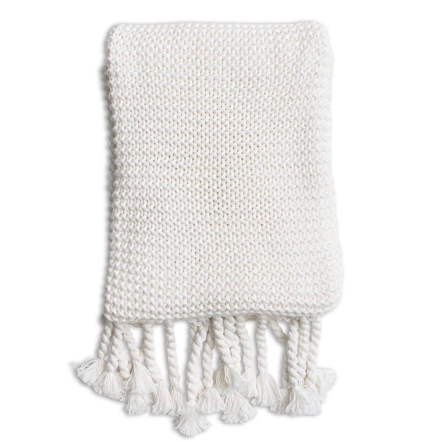 White Custom Organic Cotton Comfy Knit Throw