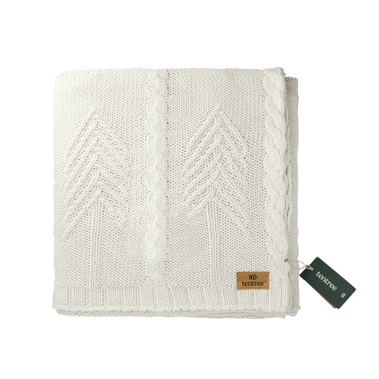 White Custom tentree Organic Cotton Cable Blanket